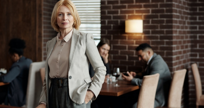 Woman Wearing Gray Blazer