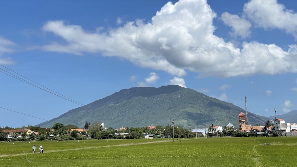 The forested hills of the Hon Heo peninsula, which shelters Ninh Van Bay.