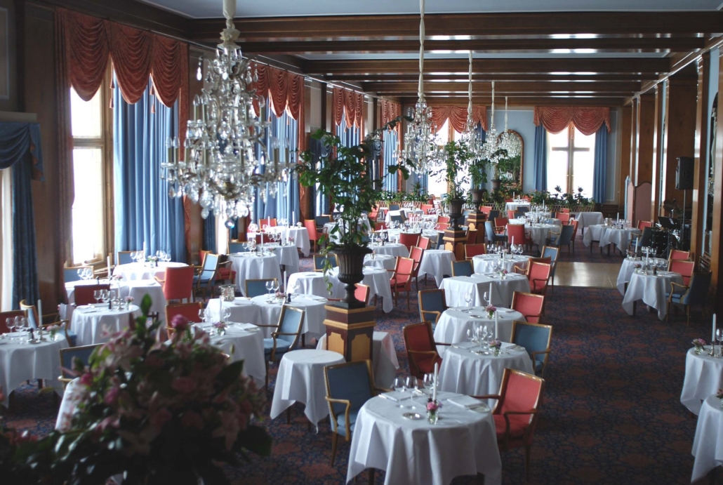 A dining room at Badrutt's Palace (photographed in 2008).