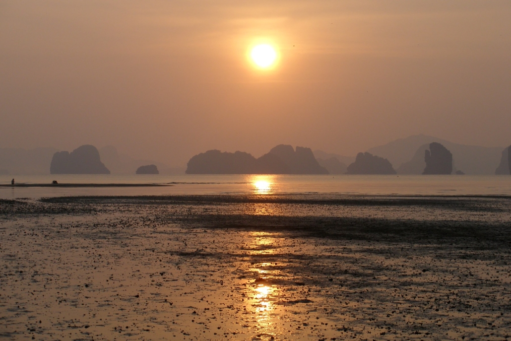Sunrise over Phang Nga Bay, a short drive from Natai.