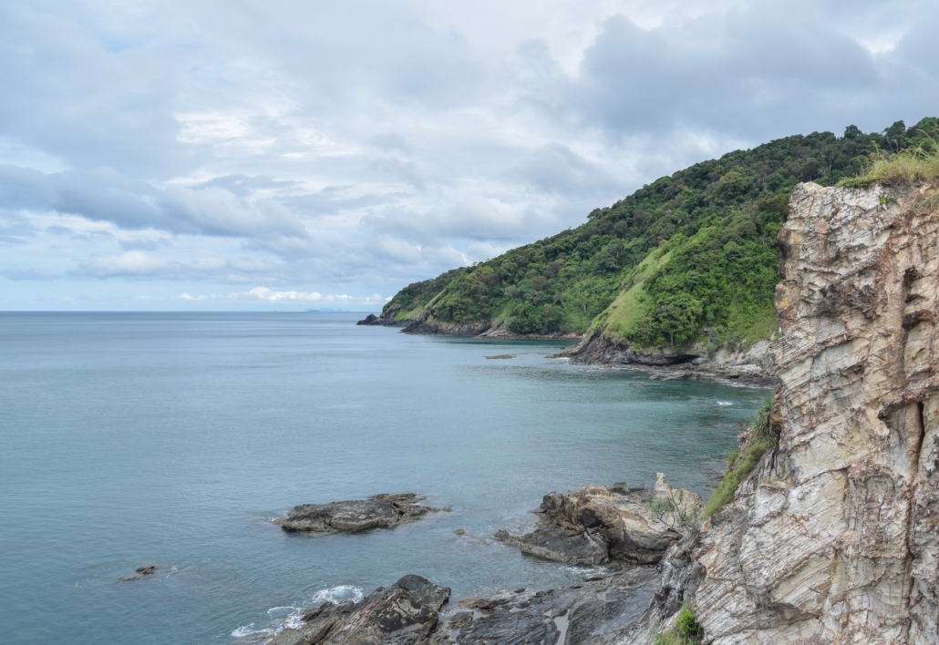 Forested headlands and rocky coves in Mu Ko Lanta National Park, at the island’s southern tip.