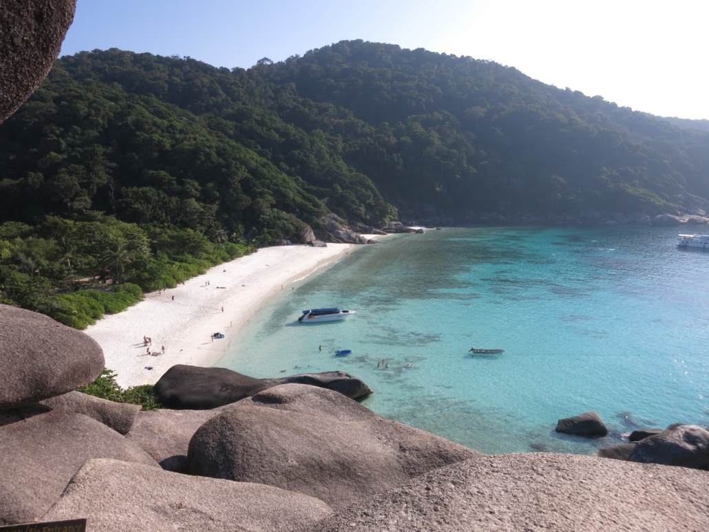 White sand and clear water in the Similan Islands, the resort boat’s high-season destination.