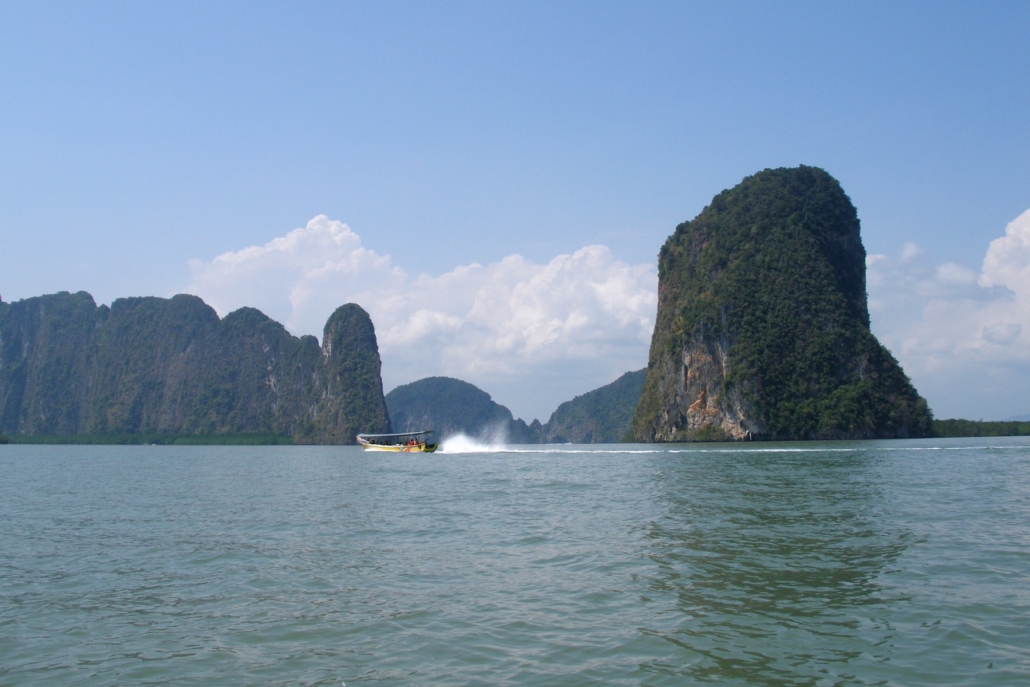 Phang Nga Bay’s limestone islands lie within easy reach of Khao Lak.
